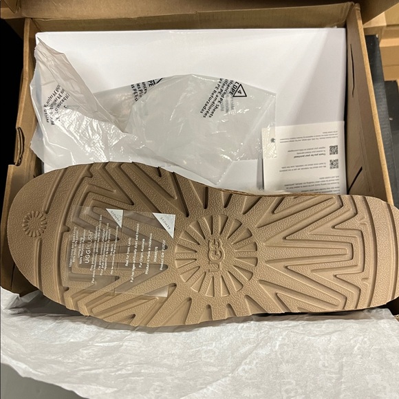 UGG Tan Suede Slippers with Fur Lining - Picture 6 of 8